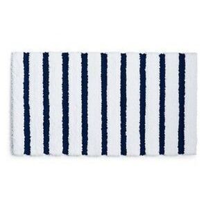 Charter Club Elite Stripe 19" x 34" Soft Plush Bath Rug - Navy / White